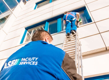 ASE Fensterreinigung mit Leiter